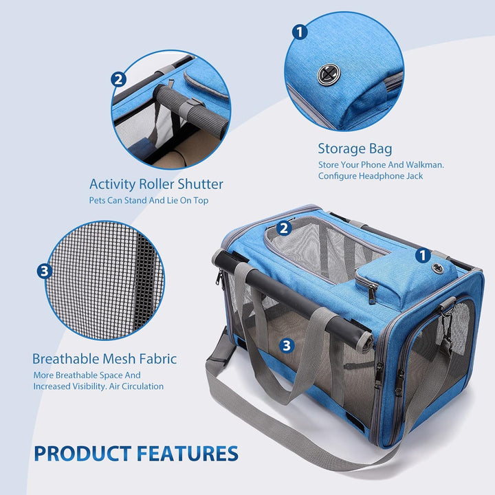 PETCUTE Katzentransportbox für grosse Katzen 20 lbs,Faltbar Hundetransportbox für Kleine Hunde,Tragb