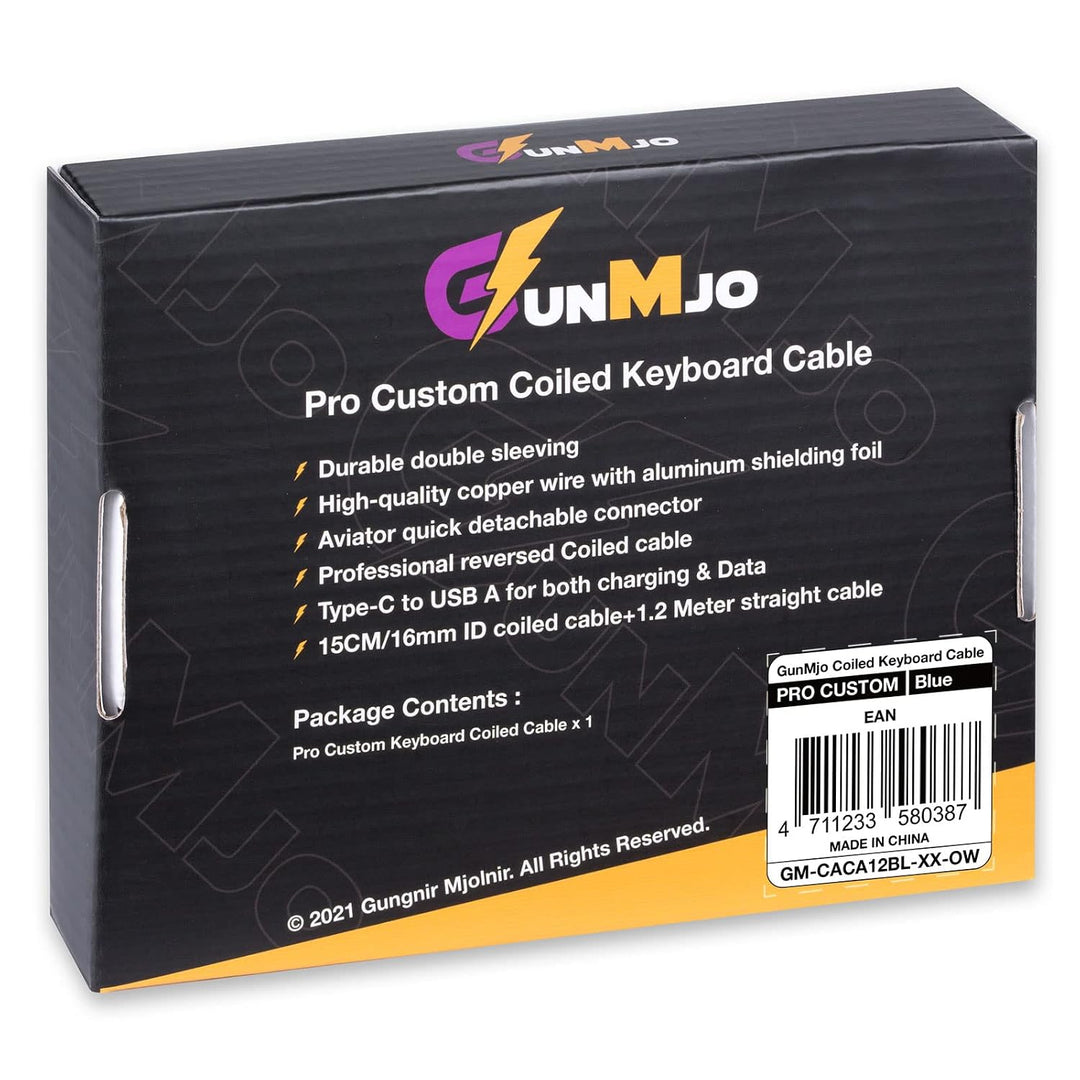 GUNMJO Pro Custom Coiled USB C Cable for Gaming Keyboard, Double-Sleeved Mechanical Keyboard Cable w