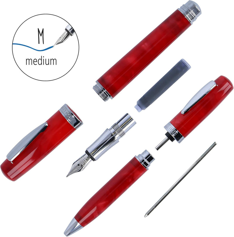 ONLINE 44018 Schreib-Set Bohemian Art Red I Schreibgeräte aus Kunstharz und Acryl I hochwertiger Fül