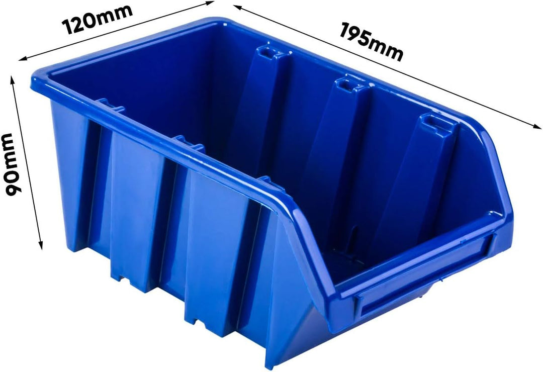 PAFEN Werkzeugwand Stapelboxen - 1152 x 780 mm - Lagersystem SET Werkzeughaltern und 23 Blau Boxen -