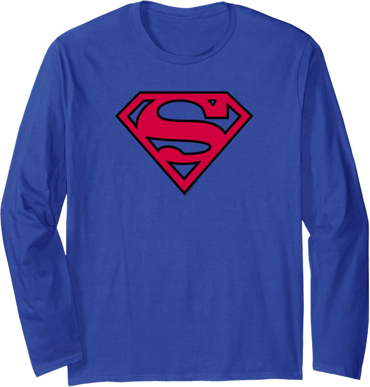 Superman Red & Black Shield Logo Langarmshirt