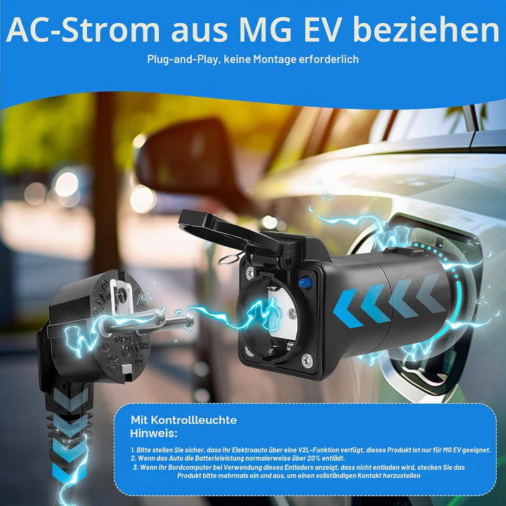 EV Ladeadapter Typ 2 auf Schuko-Stecker – 3,5 kW 16 A 220 V – tragbar & widerstandsfähig IP44 – komp