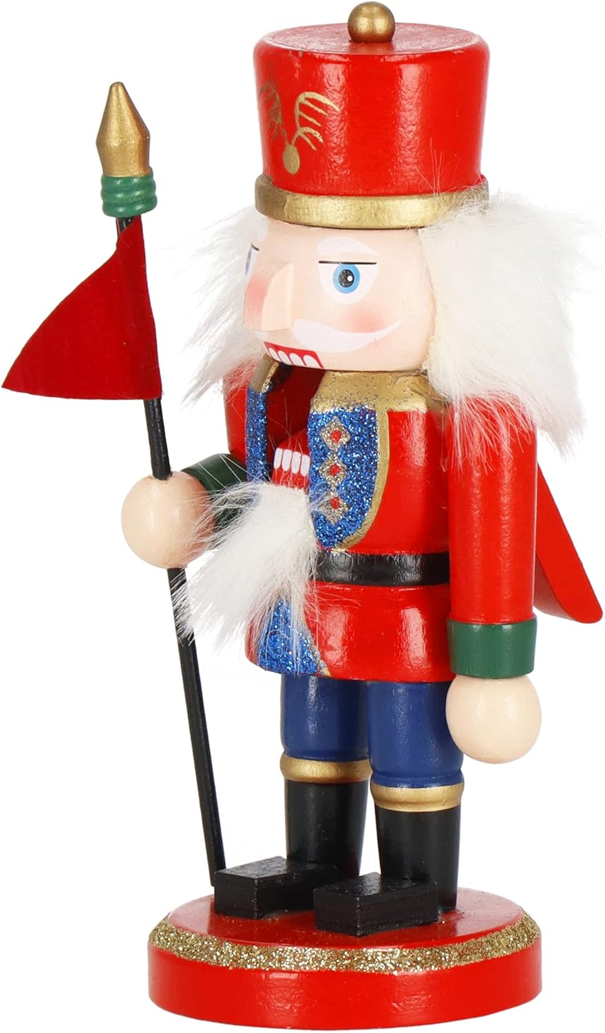 SPRINGOS Dekofigur Nussknacker Soldat mit Fahne 15 cm Weihnachtsdekoration Holzfigur Rot, Soldat Fah