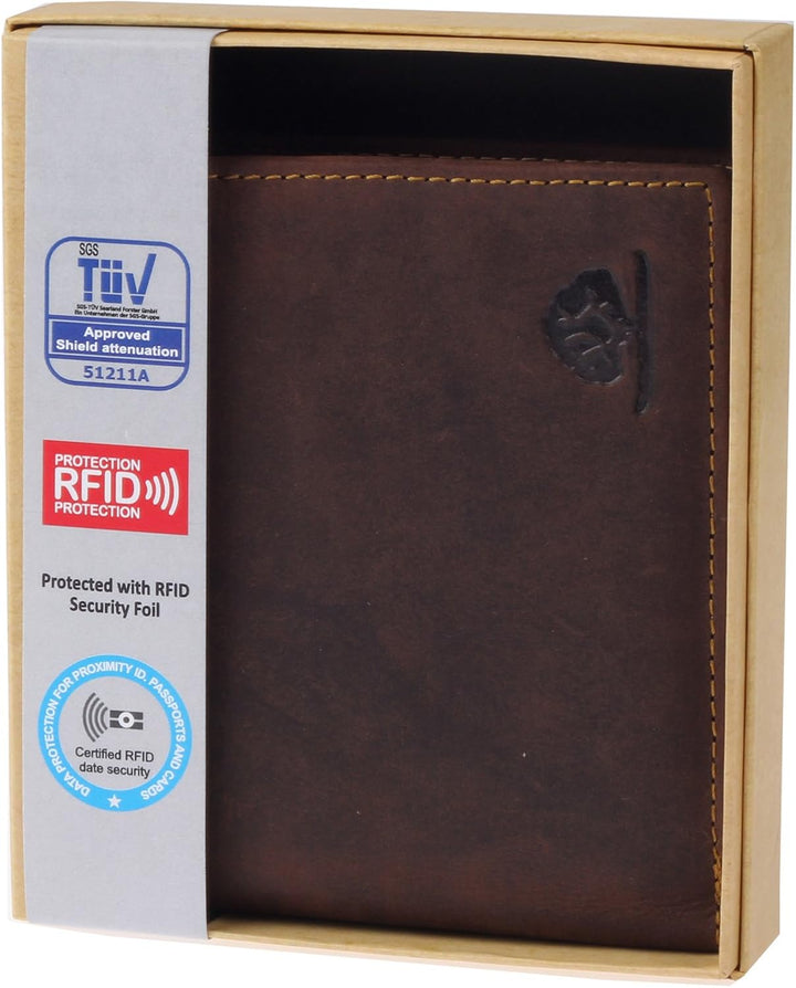 Greenburry Vintage RFID Geldbeutel Leder Geldbörse braun