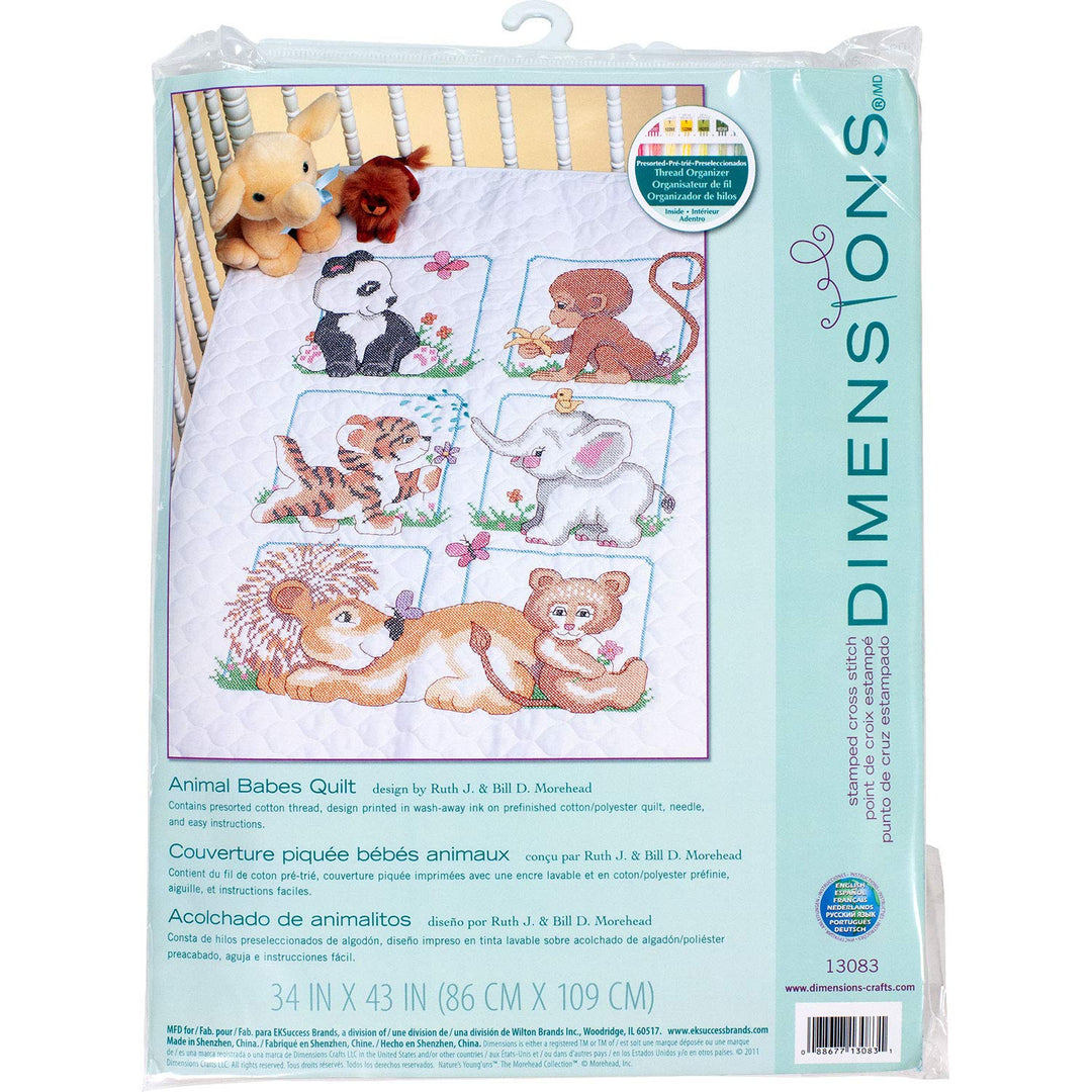 Dimensions Quilt-Set Kreuzstich (inkl. Vorlage, Nadel und Anleitung), Animal Babes, Braun Animal Bab