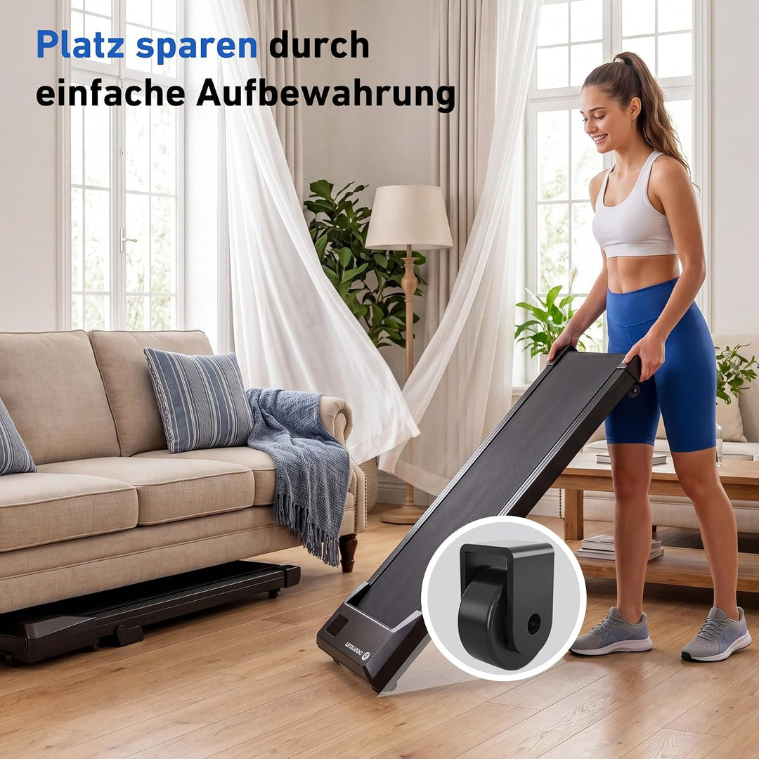 DeerRun Walking Pad mit 6% Steigung, Unter-Schreibtisch-Laufband für Home Office und Zuhause, Kompak