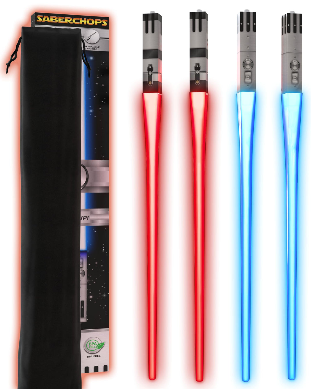 LIGHTTSABER CHOPSTICKS LIGHT UP STAR WARS LED Glowing Light Saber Chop Sticks reusable Sushi Lightup