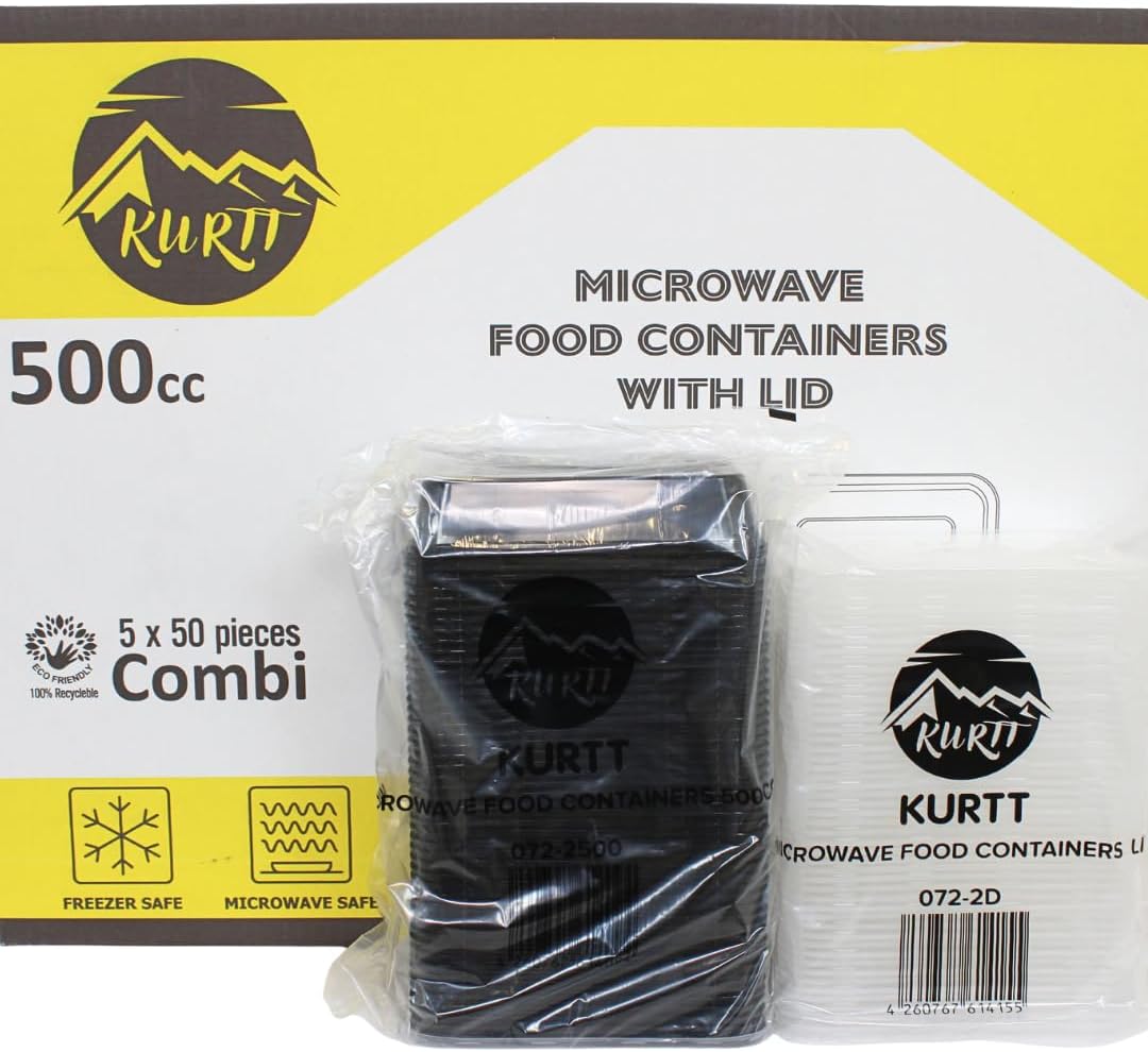 KURTT 100 Stück, Mealprep-Behälter, Mahlzeitsbehälter, Mikrowellenschalen mit Deckeln, Frischhaltebe