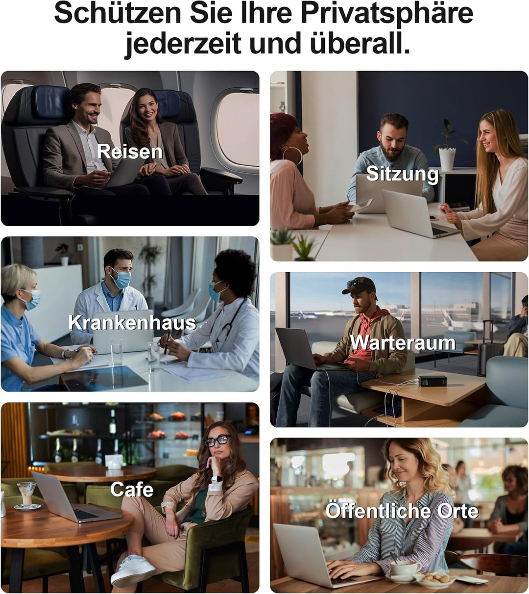STARY 360° Blickschutzfolie Laptop 13,3 Zoll 16:9,Sichtschutzfolie 4-Wege 360° 13.3 inch (16:9), 360