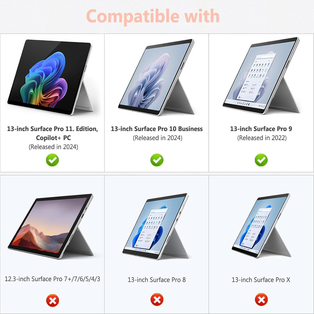 HYZUO Hülle für Surface Pro 11 2024, Surface Pro 10 2024, Surface Pro 9 2022, Mehrwinkelbetrachtung