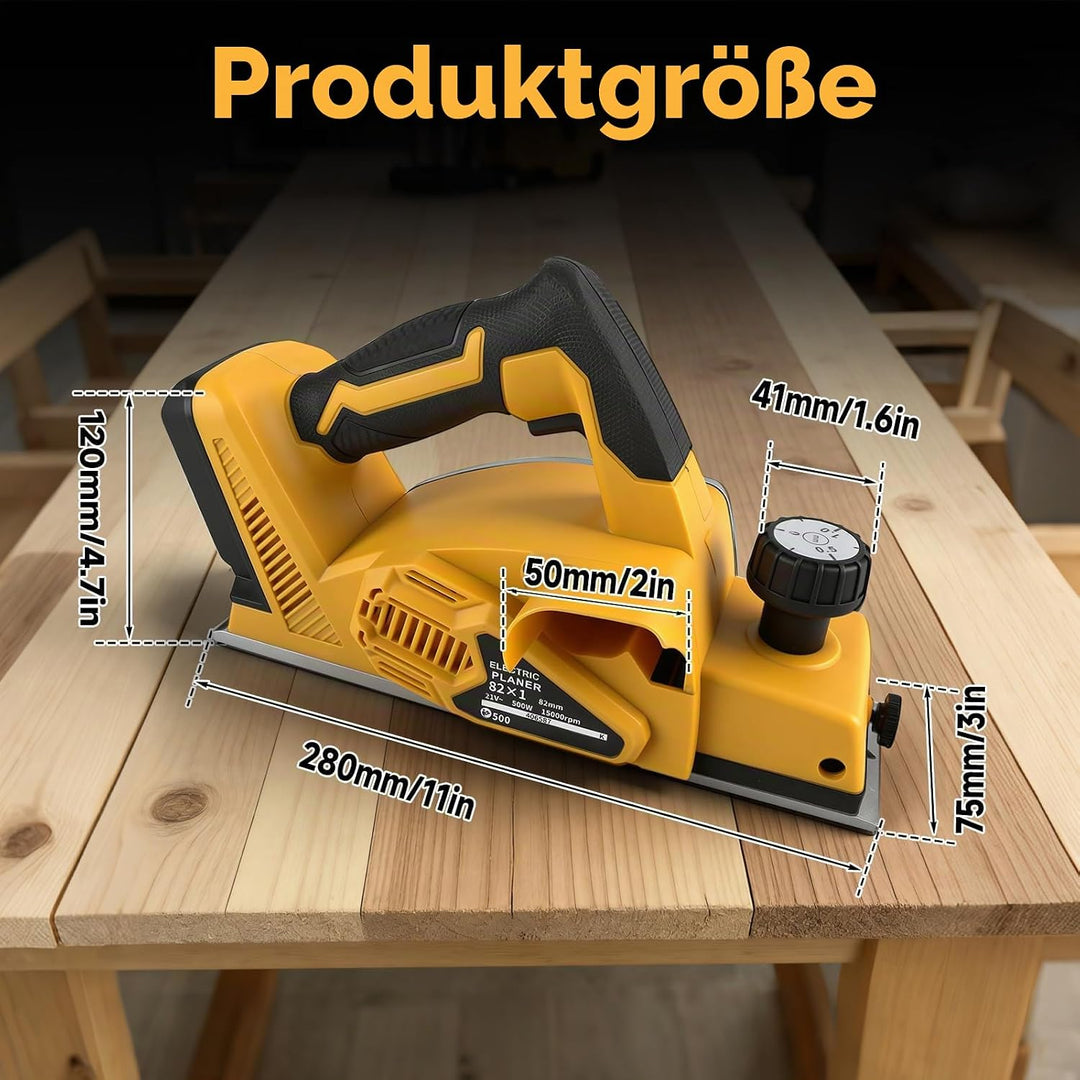 Akku-Handhobel für DEWALT 18V 20V Akkus, 15000 U/min bürstenloser elektrischer Holzhobel mit 82 mm S