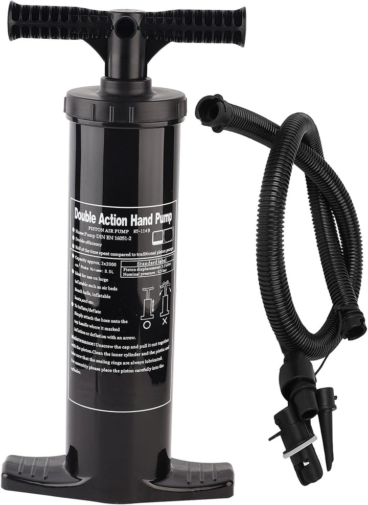 Handluftpumpe mit 3 Verschiedenen Düsen Double Action Pumpe für Luftmatratzen Superleichte Kunststof