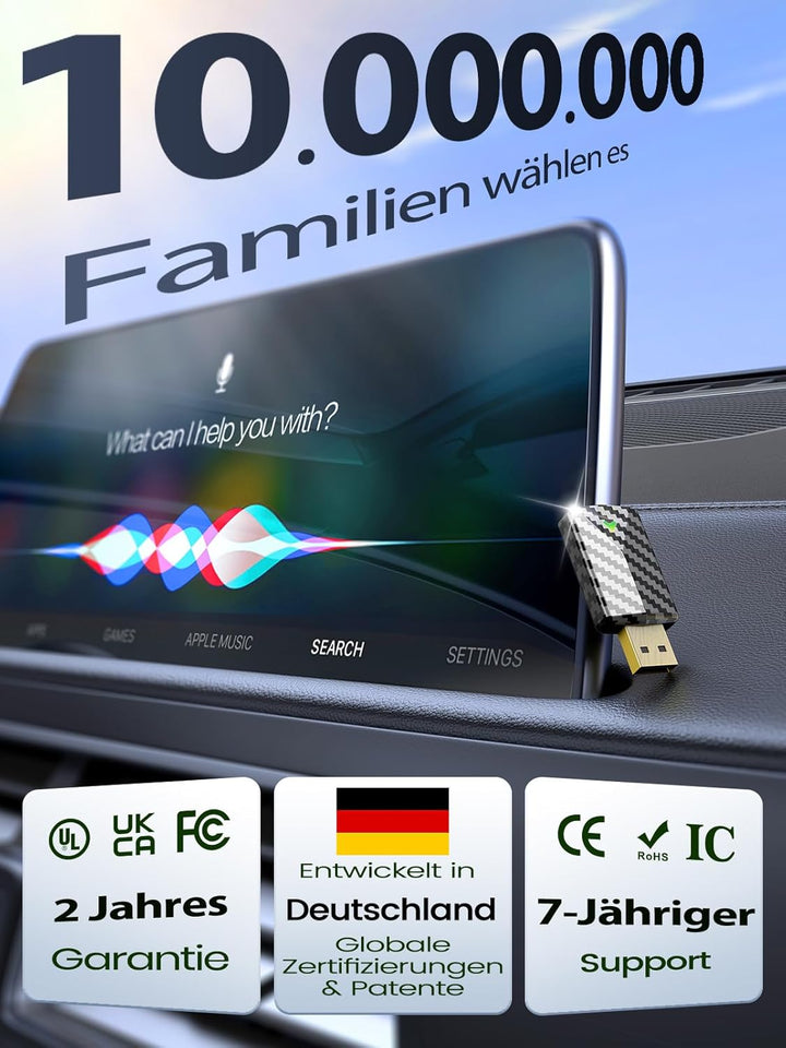 Mini CarPlay Wireless Adapter für Apple CarPlay, Android Auto Adapter für Auto GPS Navigation, Karbo