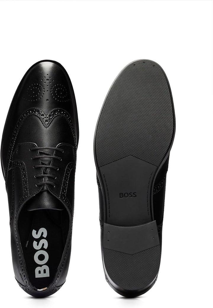 BOSS Herren Colby Derb Leder-Derbys mit Budapester-Details Grösse 42 EU Schwarz, 42 EU Schwarz