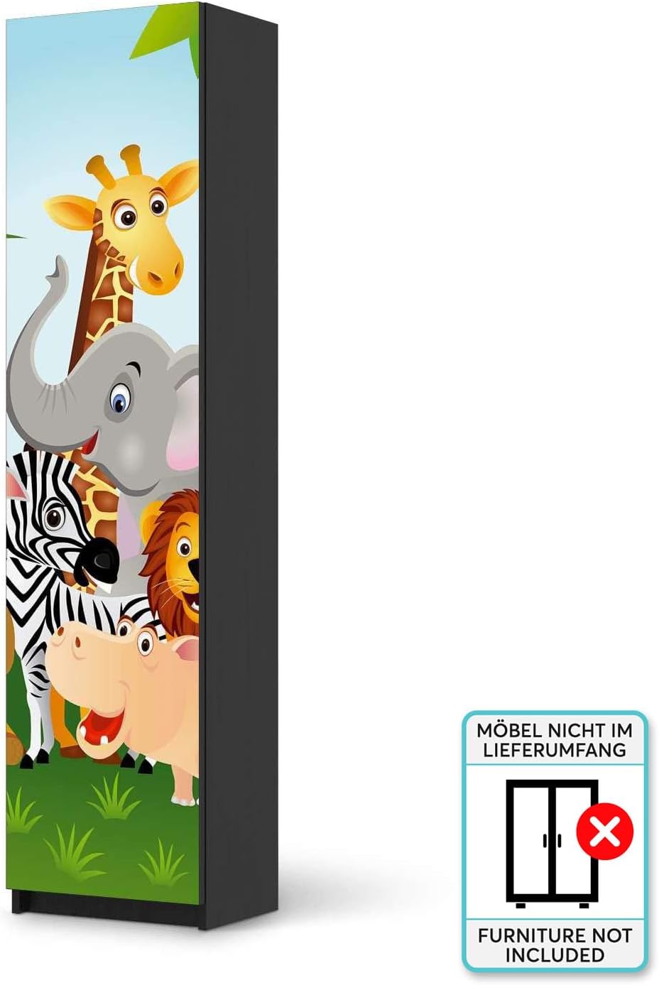 Möbelfolie für Kinder - passend für IKEA Pax Schrank 201 cm Höhe - 1 Tür I Tolle Möbeldeko für Kinde