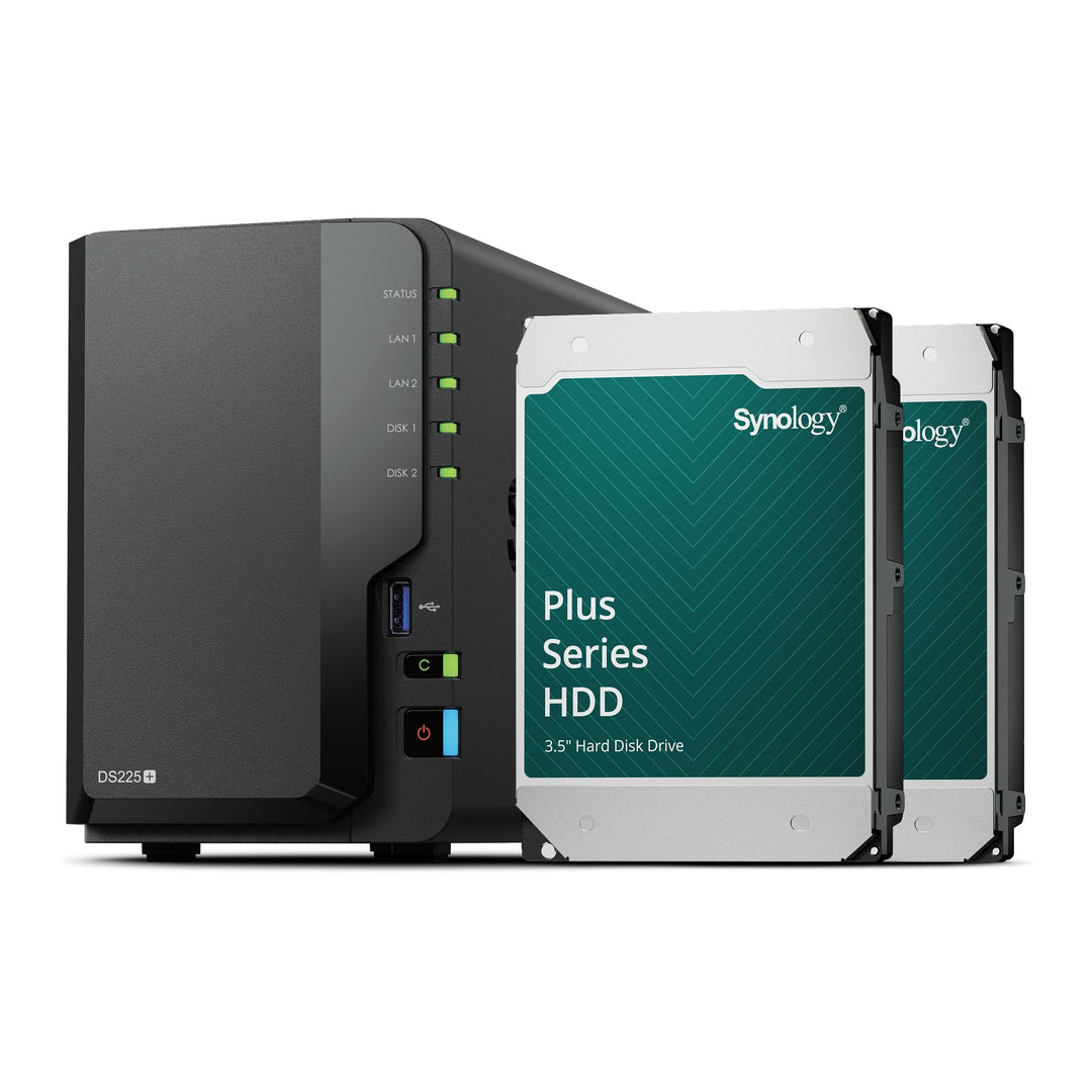 Synology DS225+ 2-Bay Diskstation NAS (Intel Celeron J4125 4-Core 2.0 GHz 2GB DDR4 RAM 2xRJ-45 1GbE
