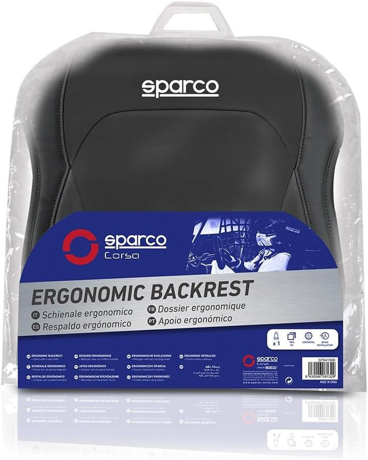 SPARCO 6922516328369 Ergonomische Rückenlehne. Schwarze Farbe 424 SCHWARZ, 424 SCHWARZ