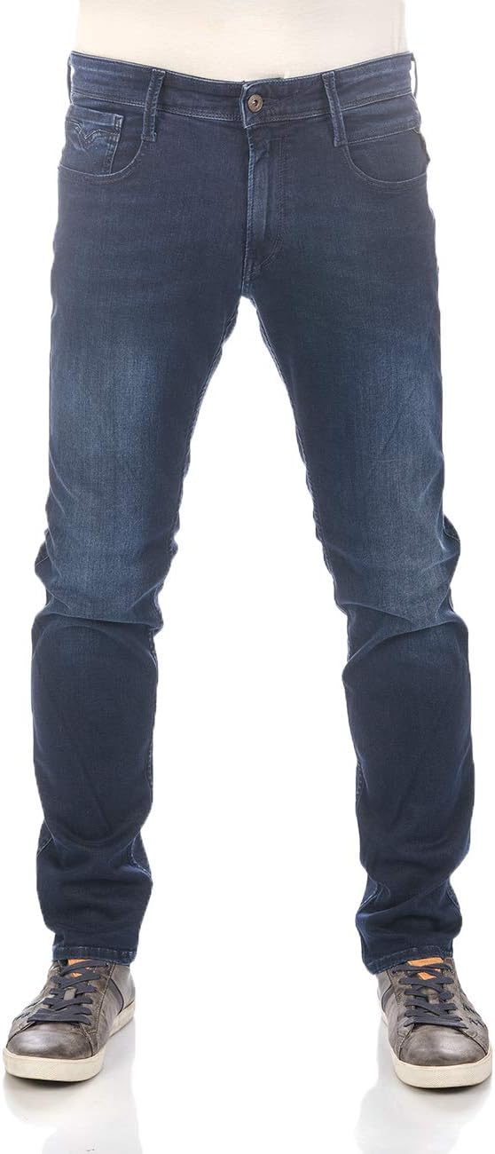 Replay Herren Jeans Anbass Slim-Fit mit Power Stretch 32W / 28L Dark Blue 007, 32W / 28L Dark Blue 0