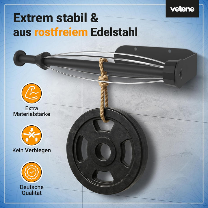 vetene® Küchenrollenhalter ohne Bohren [Einhändig Abreissen] – Edelstahl Schwarz – mit Abroll-Stop –