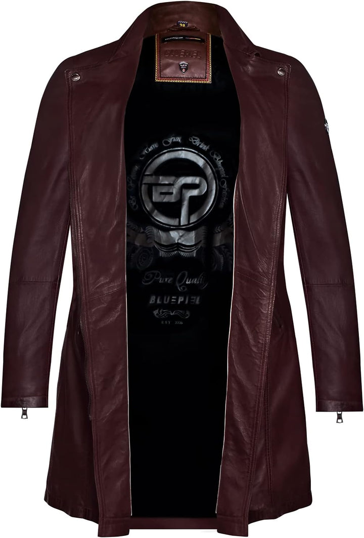 Bluepiel Damen Ledermantel Vera - Echtleder Kurzmantel Übergans Ledermantel aus feinstem Lammnappa L