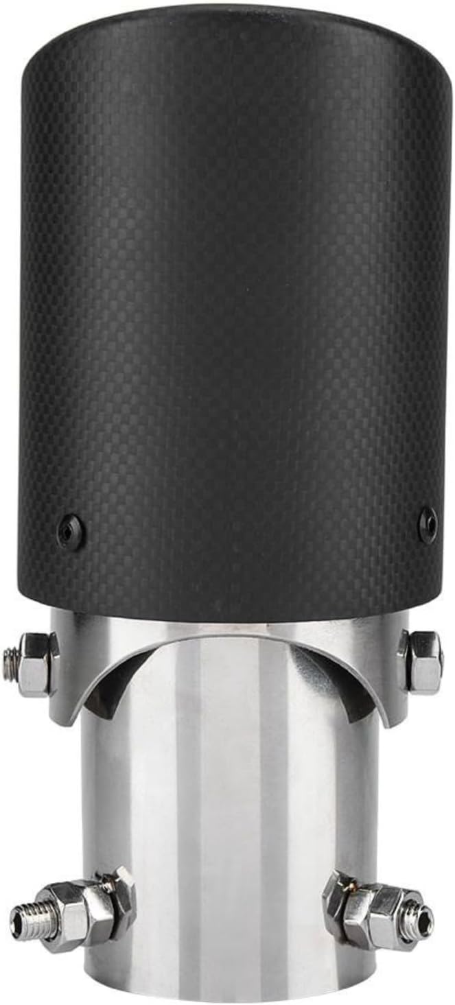 VOBOR Universell Auto Auspuffblenden,Schwarz 40-54mm Carbon Verstellbar Einzelauslass Auspuffblende,