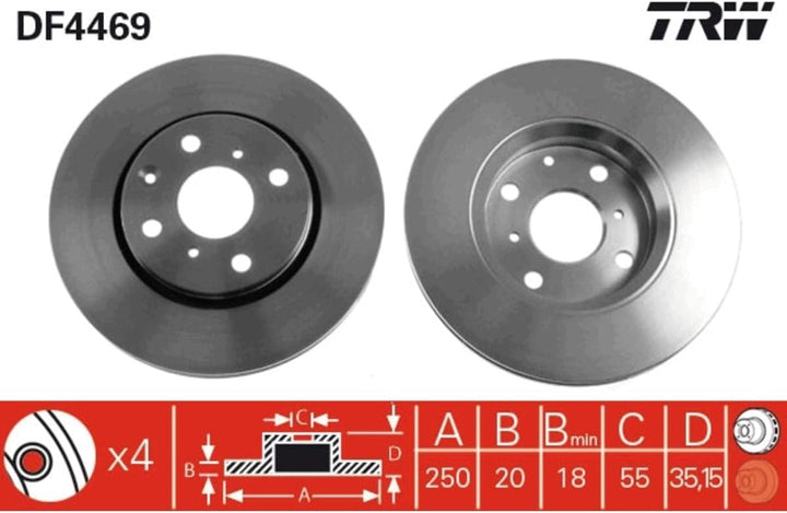 TRW DF4469 Bremsscheibe - (Paar)