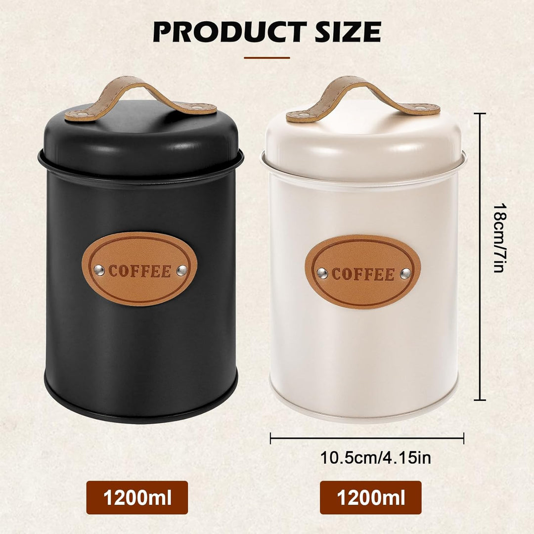 Kaffeedose 2er Set, 1200ml Luftdichte Kaffeebehälter, Kaffeebohnen Aufbewahrung und Kaffeepads Aufbe
