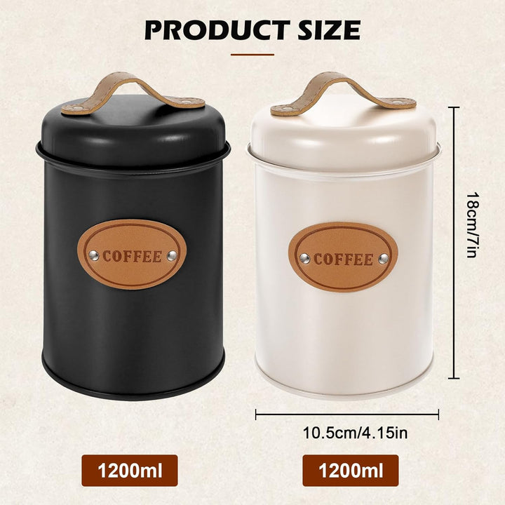 Kaffeedose 2er Set, 1200ml Luftdichte Kaffeebehälter, Kaffeebohnen Aufbewahrung und Kaffeepads Aufbe