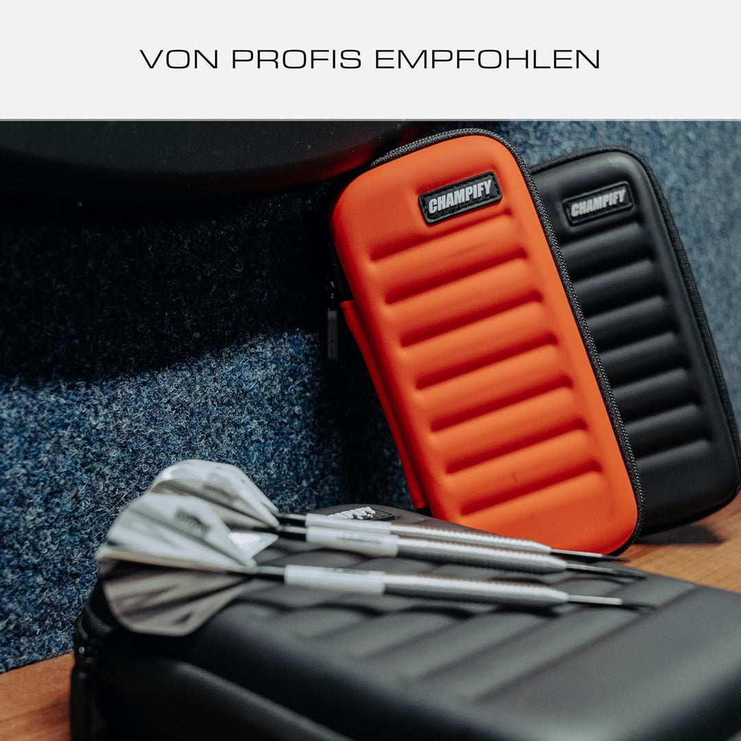 Champify® Darttasche schwarz mit Haltesystem gegen Verrutschen der Dartpfeile | Hard-Case zum Schutz