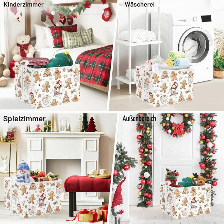 Clastyle Weihnachts Lebkuchenmann Kinder Wäschekorb mit Henkel Schneeflocke Kleidung Spielzeug Aufbe