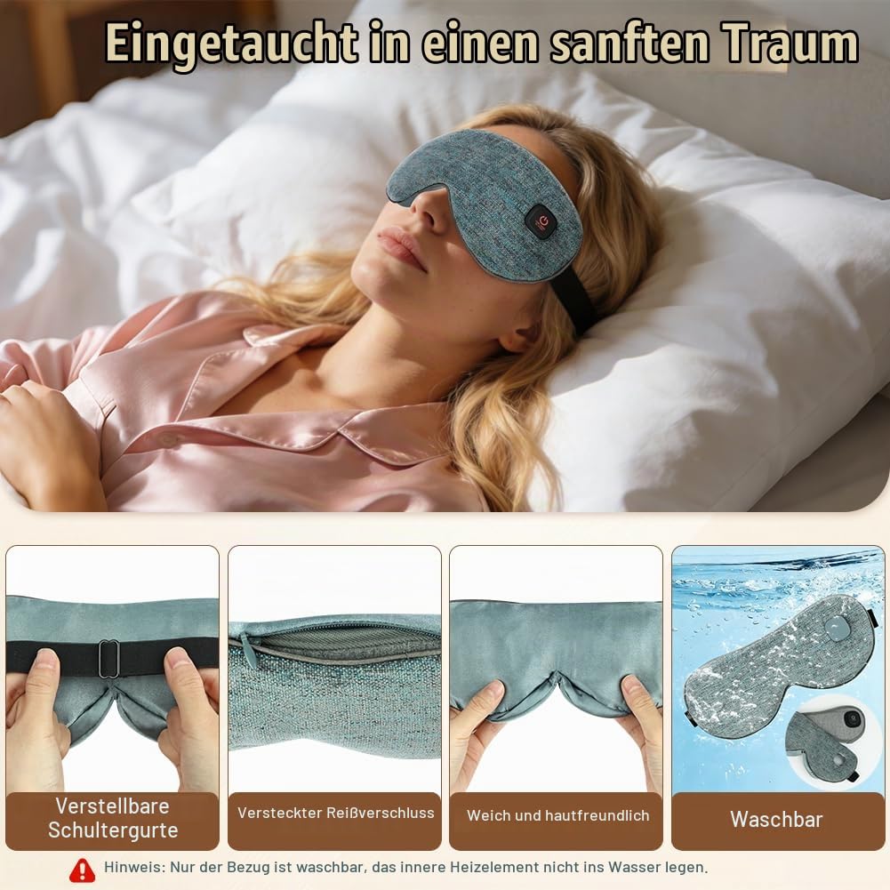 BUTBU Wärmebrille, Wärmbrille kabellos Augenmaske Wärmend 3 Stufen Wiederaufladbar Maske, Schlafmask