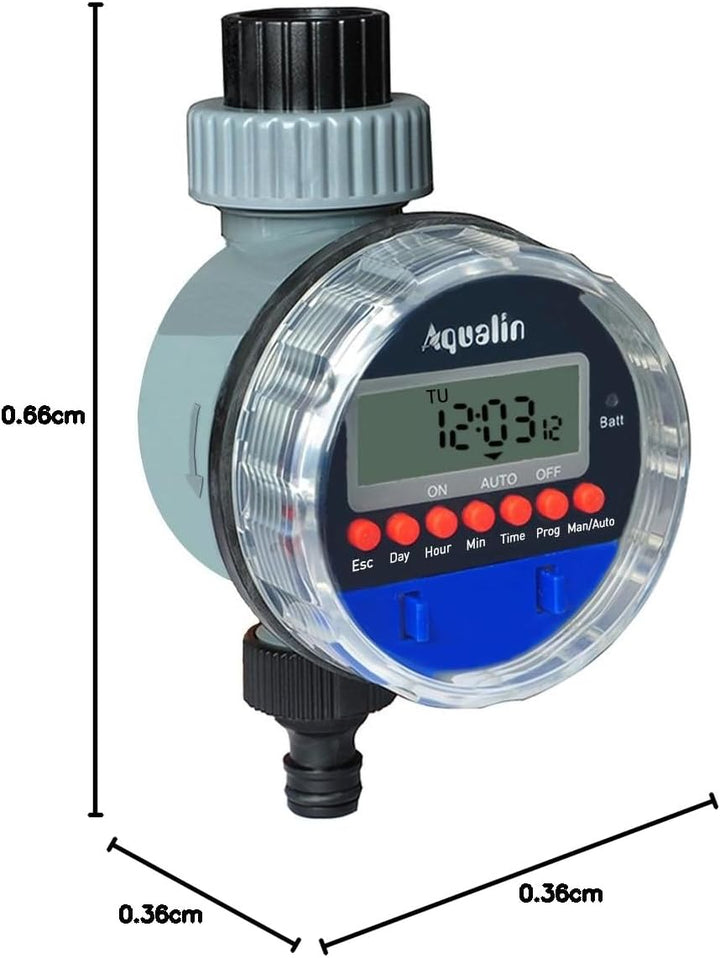 Aqualin Bewässerungsuhr mit Kugelhahn Automatischer Bewässerungscomputer Wasser Zeitschaltuhr Bewäss
