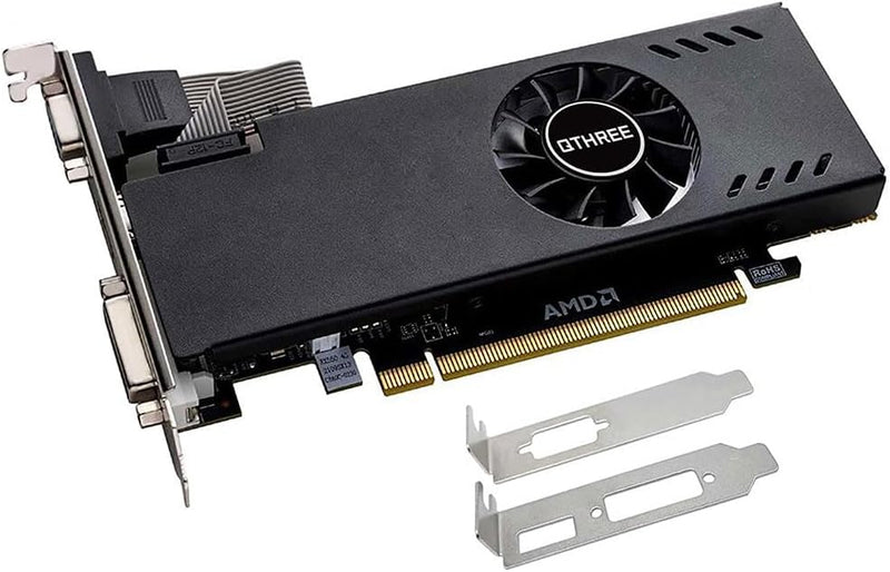 QTHREE Radeon RX 550 Low Profile Grafikkarte, 4GB GDDR5 128-bit, DVI-D, HDMI, VGA, PCI Express x8, D