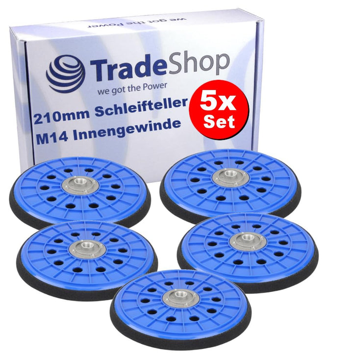 5x Trade-Shop 210mm 10-Loch Klett Schleifteller für Wandschleifer, Langhalsschleifer, Deckenschleife