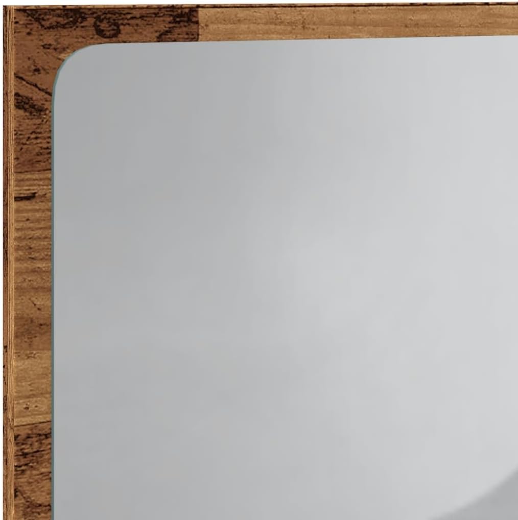vidaXL Badspiegel mit LED-Leuchten Altholz-Optik 60x8,5x38 cm