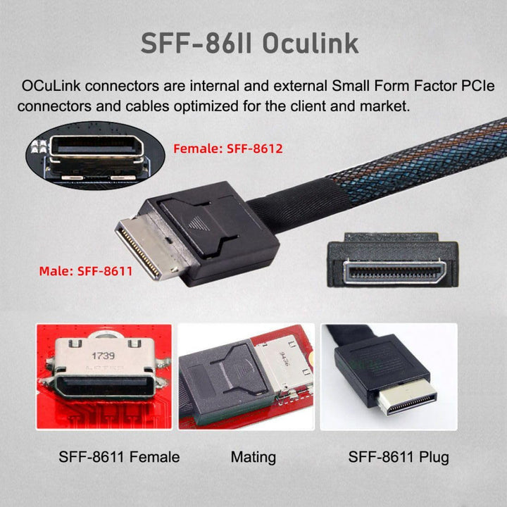 chenyang SFF-8611 Kabel OCuLink PCIe PCI-Express 4.0 SFF-8611 4i Stecker auf SFF-8611 Stecker Datenv