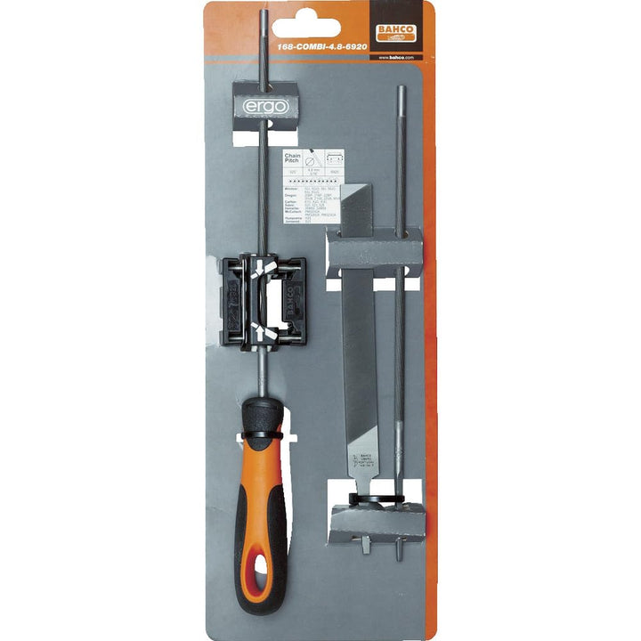 Bahco 168-COMBI-4.0-6922 Kettensägefeile-Set Ergo mit Feilen-Hilfe 200mm 4,0mm, 7311518209612 200/4.