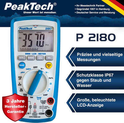 PeakTech 2180 – Digitales Multimeter mit LCR-Meter, Widerstand, Kapazität, Induktivität, Messgerät,