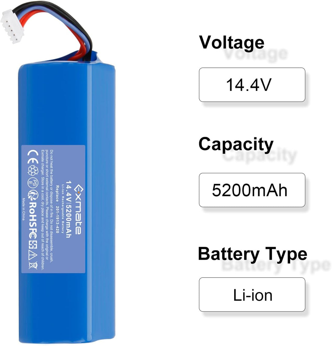 Exmate 14.4V 5200mAh Li-Ion Akku,Ersatzakku für Ecovacs Deebot Ozmo 950 DX9G, Deebot Ozmo 920, Deebo