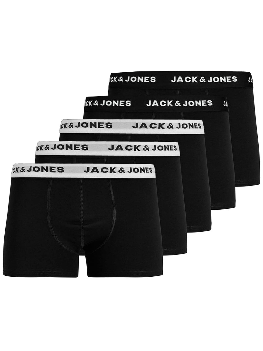 JACK &amp; JONES Male Shorts 5er-Pack Herrenunterwäsche in Grösse XS–XXL L Schwarz (Black/Detail: White