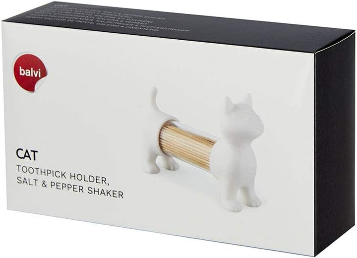balvi Zahnstocherspender und Salz- und Pfefferstreuer CAT Weiss In Form Einer Katze Acryl/PVC, Weiss