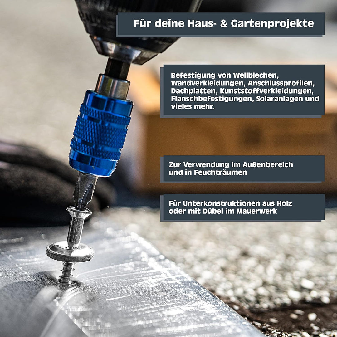 HELPMATE Spenglerschrauben 4,5x65 mm, 150 Stück, DIN 7995, Edelstahl A2, PZ2, DIN 7995, Dachdeckersc