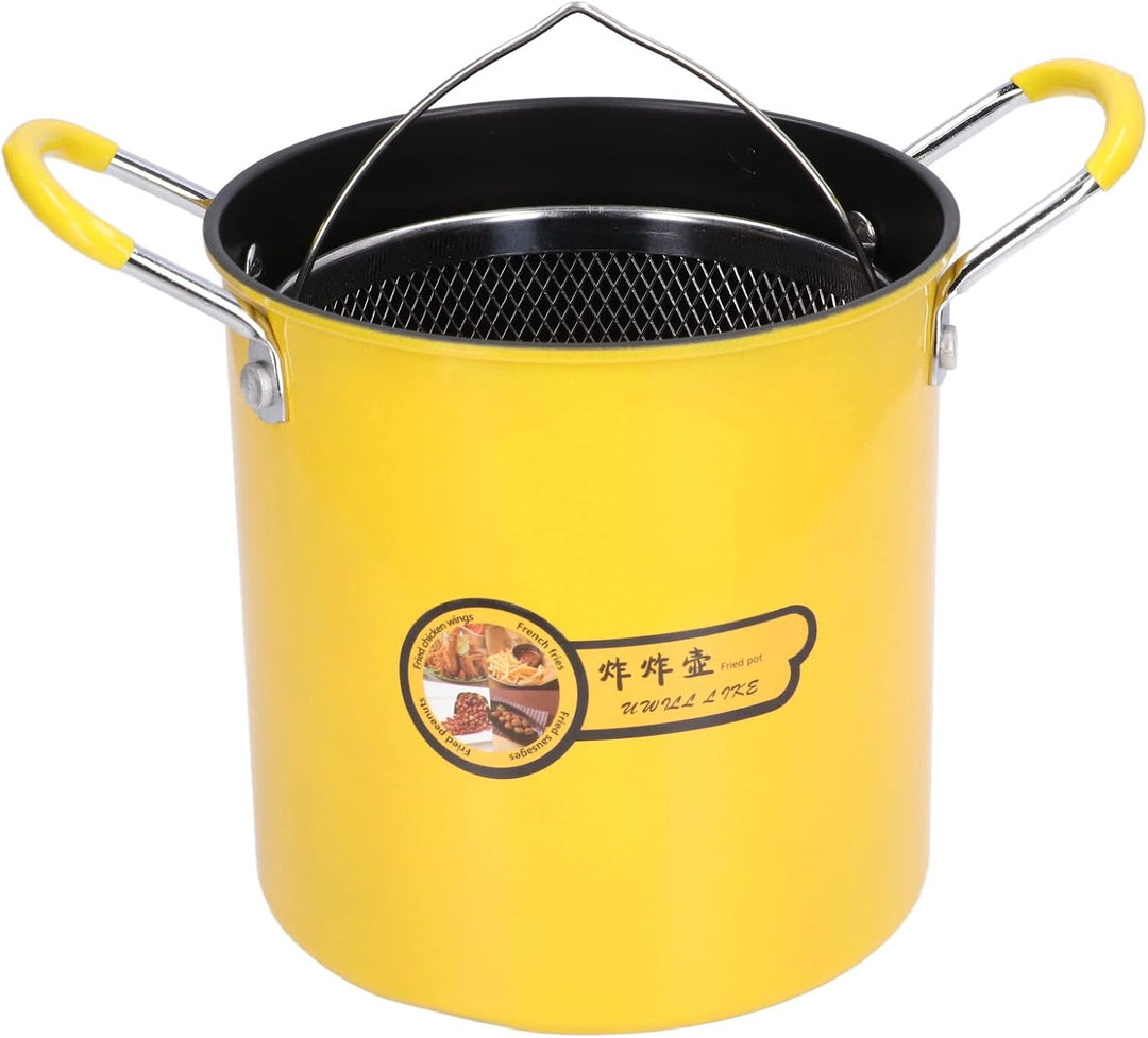 Ejoyous 3L Mini Fritteusentopf, Frittiertopf Friteuse mit Siebkorb Edelstahl-Spargeltopf mit Glasdec