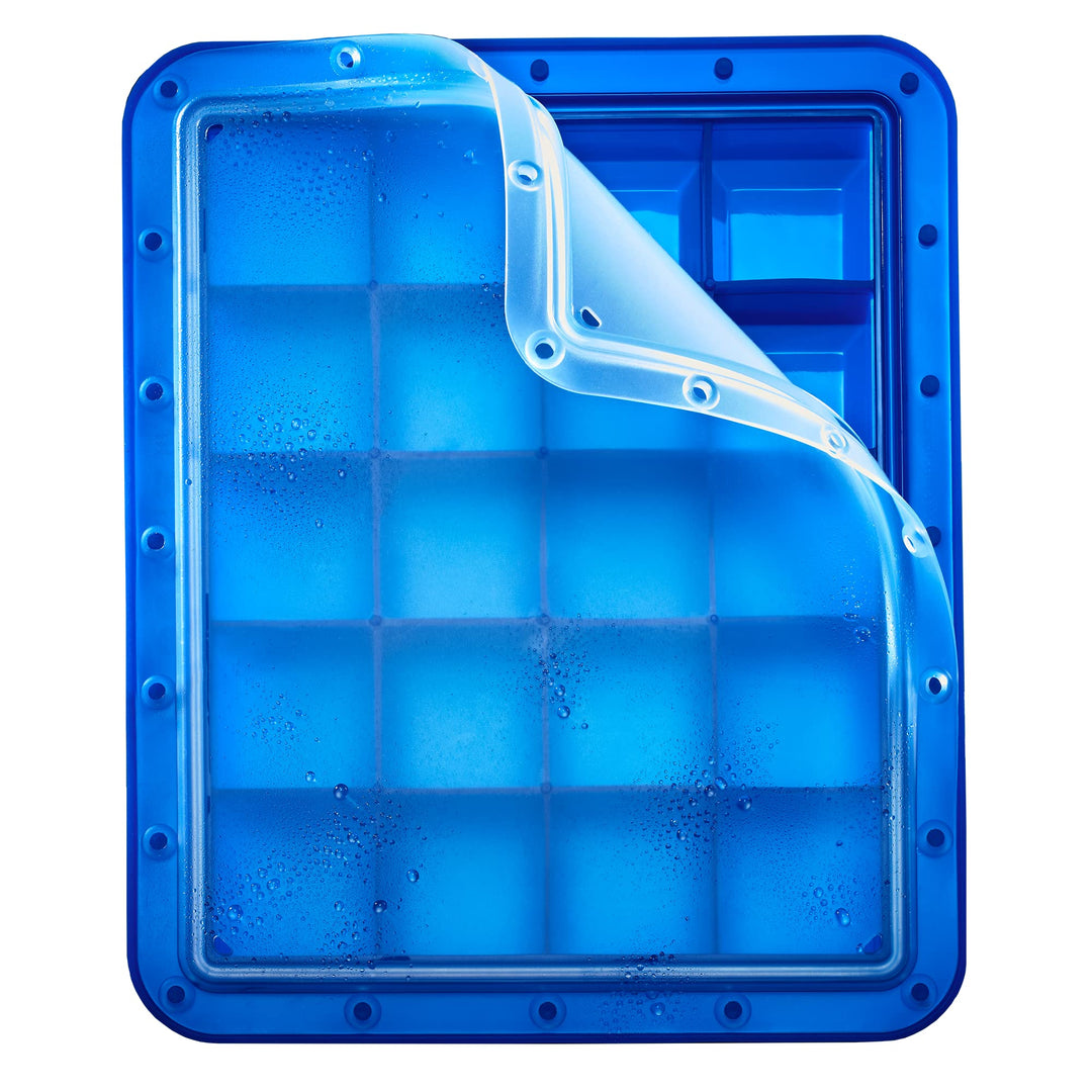 Lurch 240760 Ice Former Arctic Würfel 4cm blau Eiswürfelform für 20 Eiswürfel mit transparentem Deck