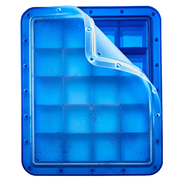 Lurch 240760 Ice Former Arctic Würfel 4cm blau Eiswürfelform für 20 Eiswürfel mit transparentem Deck