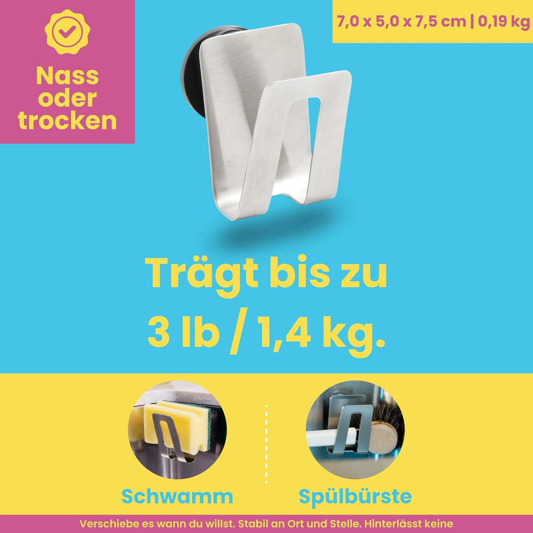 Happy Sinks Magnetischer Schwammhalter für Küchenspüle – für Stahl-, Metall- und Verbundspülen, mit