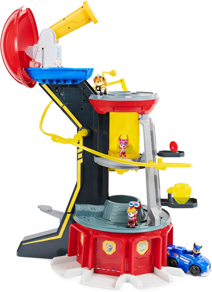 PAW PATROL, Mighty Lookout Tower mit 4 zusätzlichen exklusiven Action-Figuren, Spielzeugauto, Licht-