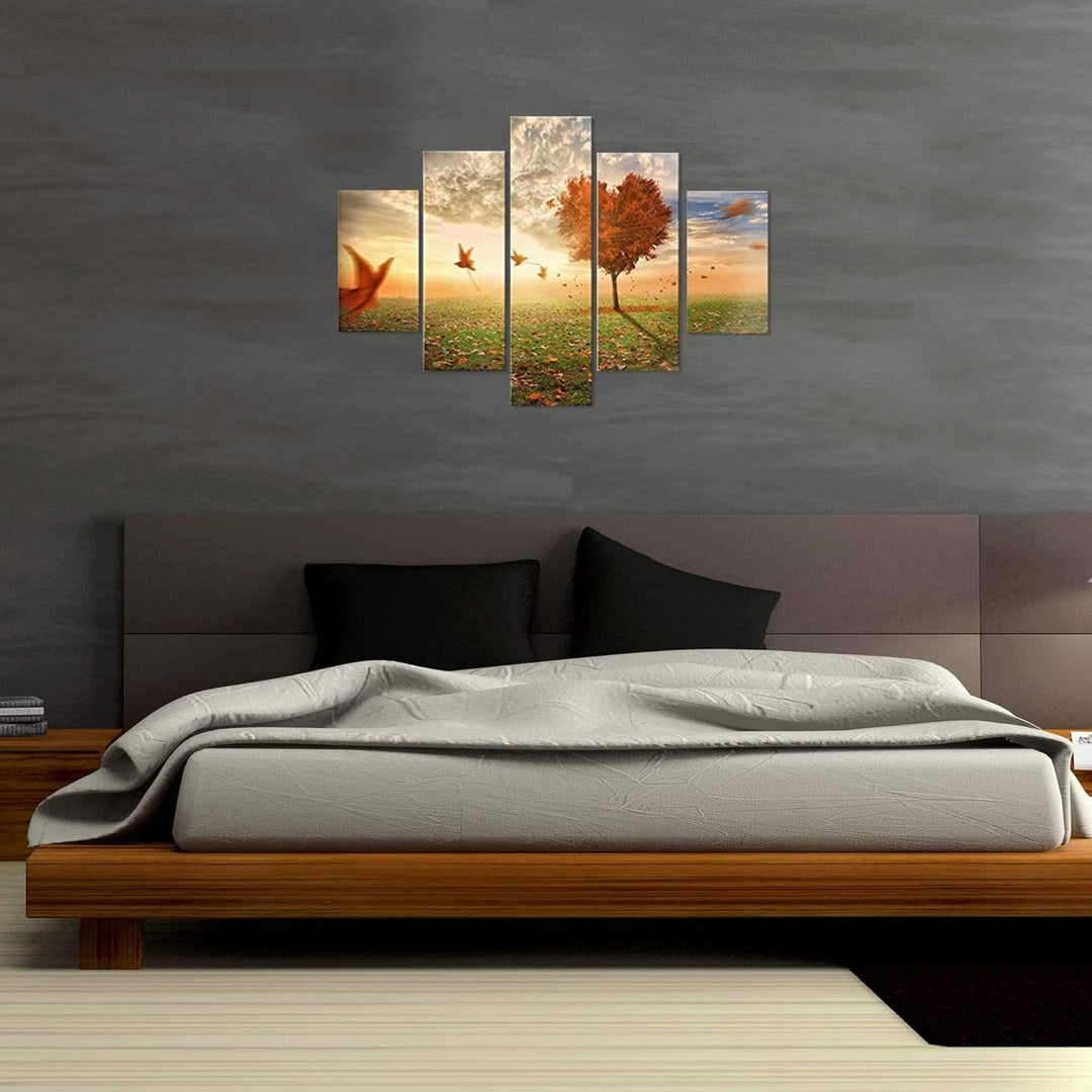 Lupia Modernes Bild 5 Stück aus Holz Vogue 66X115 cm Foglie Al Vento, Mehrfarbig, 66x115x0,8 cm