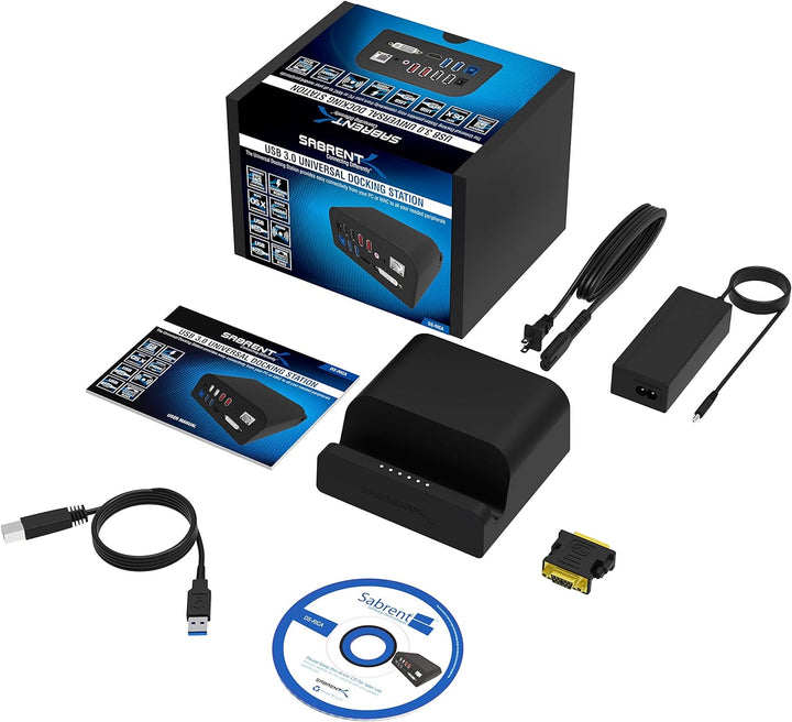 SABRENT USB Docking Station mit Netzteil, 2 Videoausgang (HDMI und DVI), RJ45 Ethernet, Audio, 4 USB