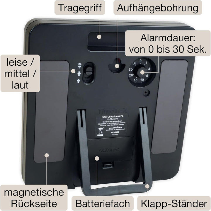 TimeTEX - Timer "Countdown" L Blau | Präziser Timer für vielseitige Zeitmessungen mit praktischen Fu